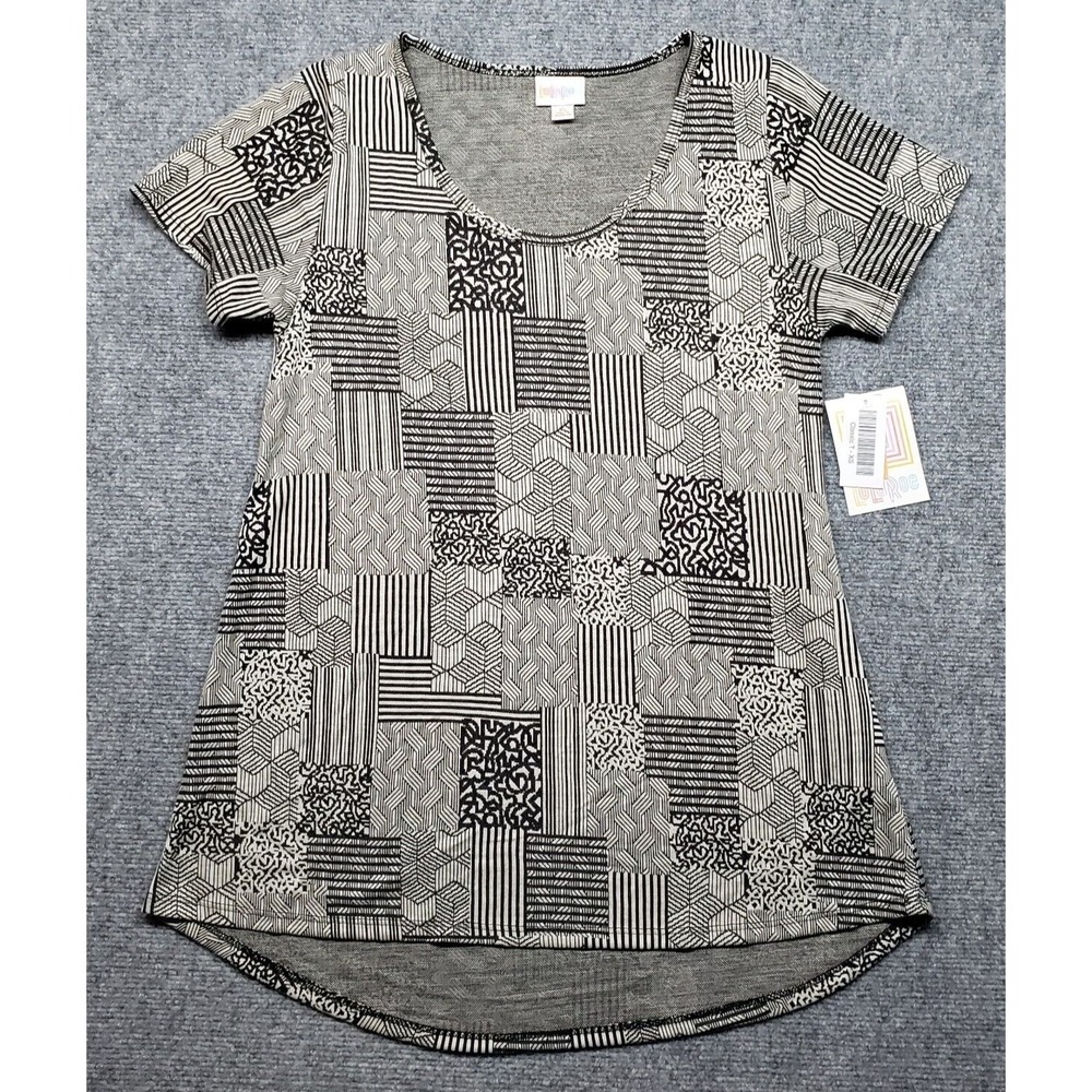 LulaRoe Classic T-Shirt Womens XS Multicolor Geometric Round Neck Short Sleeve